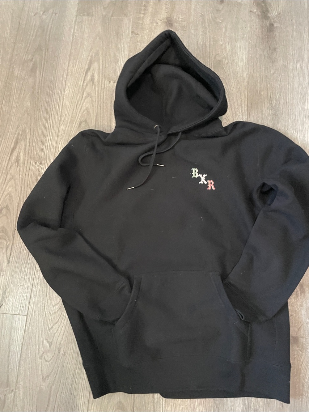 BORN X RAISED Black Hoodie with Small Embroidered BXR Logo